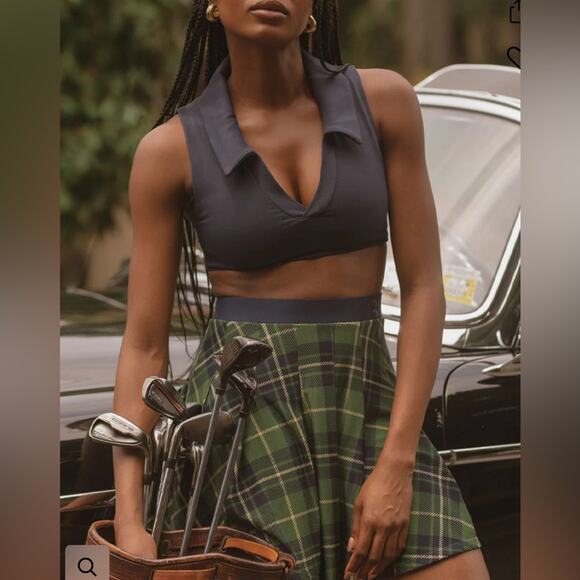 WeWoreWhat Polo Bra Crop Top Blue Medium NWT - Picture 3 of 12